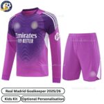 Real Madird Goalkeeper kids football kit 25_26 - Long Sleeve - front view - Purple