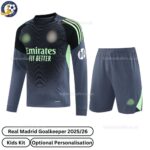 Real Madird Goalkeeper kids football kit 25_26 - Long Sleeve - front view - gray