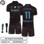 SSC Napoli DE BRUYNE 11 Third 25 26 Kids Football Kit-over view
