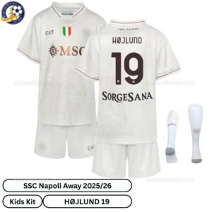 SSC Napoli HØJLUND 19 Away Kids Football Kit 25_26- overview