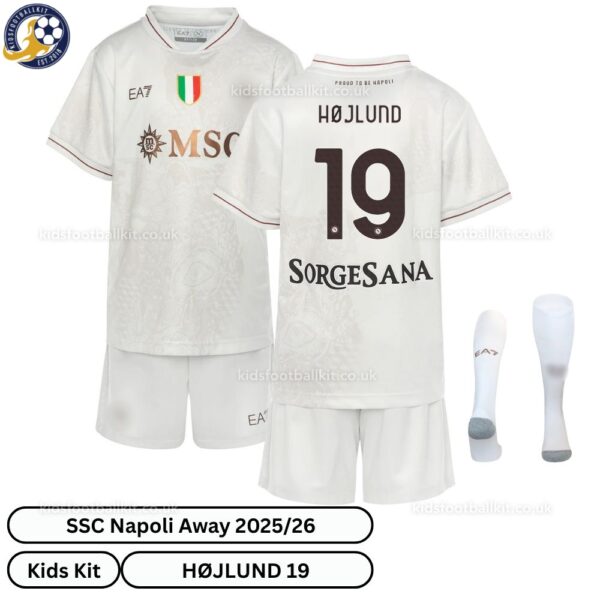 SSC Napoli HØJLUND 19 Away Kids Football Kit 25_26- overview