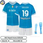 SSC Napoli HOJLUND 19 Home 25 26 Kids Football Kit- overview