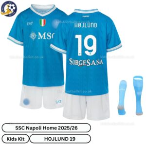 SSC Napoli HOJLUND 19 Home 25 26 Kids Football Kit- overview
