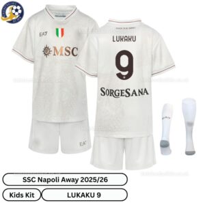 SSC Napoli LUKAKU 9 Away Kids Football Kit 25_26- overview