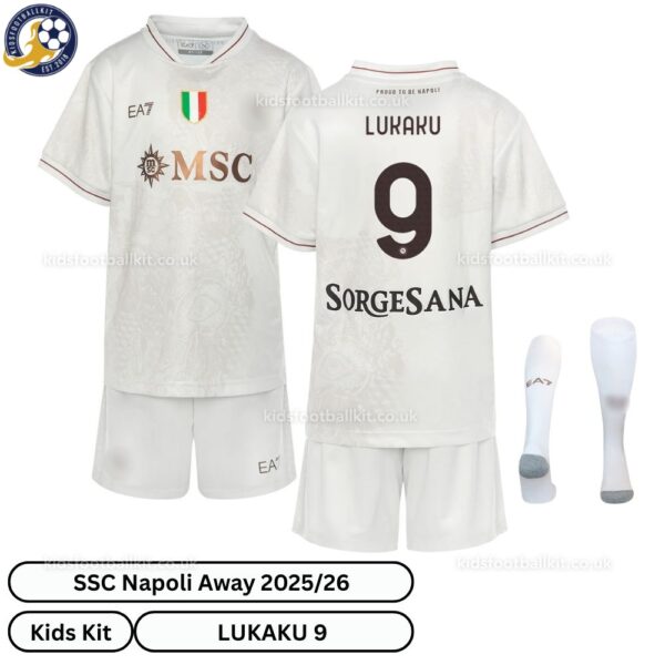 SSC Napoli LUKAKU 9 Away Kids Football Kit 25_26- overview
