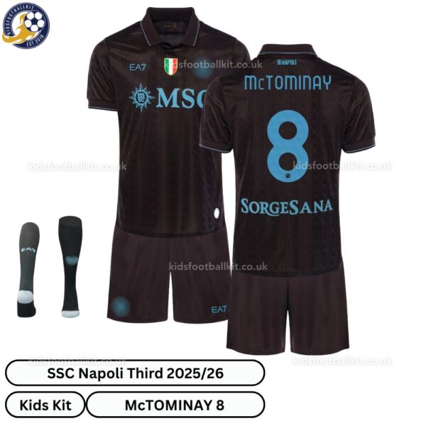 SSC Napoli MCTOMINAY 8 Third 25 26 Kids Football Kit-over view
