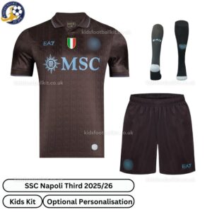 SSC Napoli Third Kids Football Kit 25_26-front view with socks