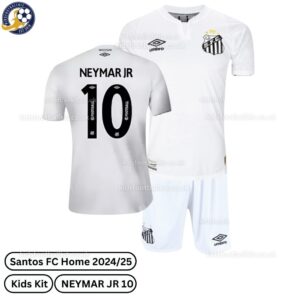 Santos FC Home Kids Football Kit 2024/25 - NEYMAR JR 10 (No Socks)