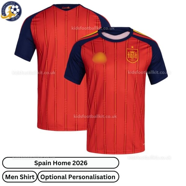 Spain Home Men Football Shirt 2026-over view