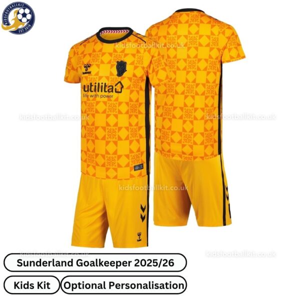 Sunderland Goalkeeper Kids Football Kit 25_26-over view - orange