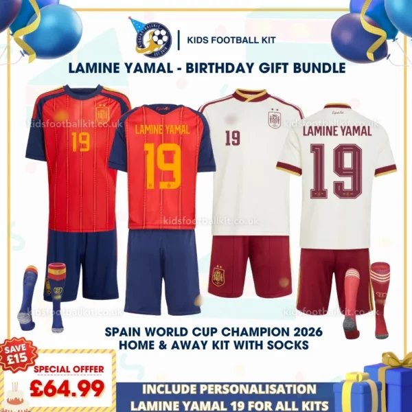 spain home and away kids kit 26-LAMINE YAMAL 19