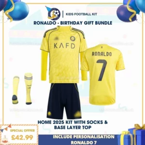 Al Nassr Home Kids Football Kit 25_26 _ RONALDO 7 - layer top - birthday