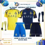 Al nassr home&away kids kit with socks 24_25 - birthday