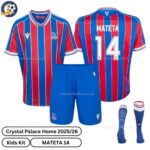 Crystal Palace Home Kids Football Kit 25_26-MATETA 14-over view with socks