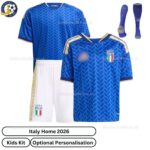 Italy Home Kids Football Kit 2026 -over view with socks