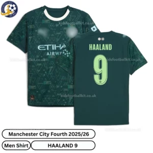 Manchester City fourth men shirt 25_26-over view-HAALAND 9-white neck