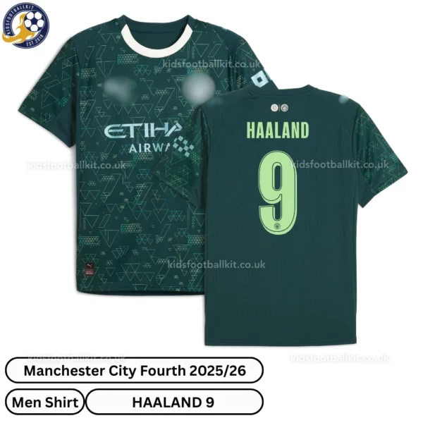Manchester City fourth men shirt 25_26-over view-HAALAND 9-white neck