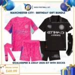 Manchester city Goalkeeper and away kids football kit 25_26 - birthday