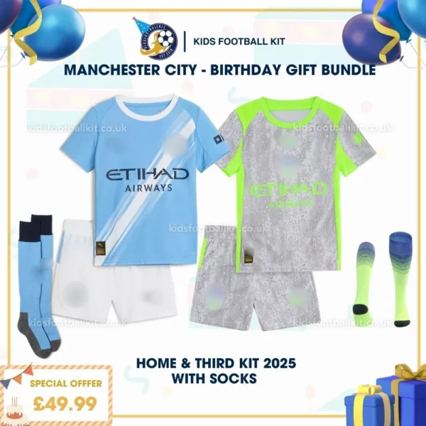 Manchester city home&third kid kit 25_26 - birthday
