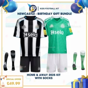 Newcastle home and away kids football kit 25_26 - birthday