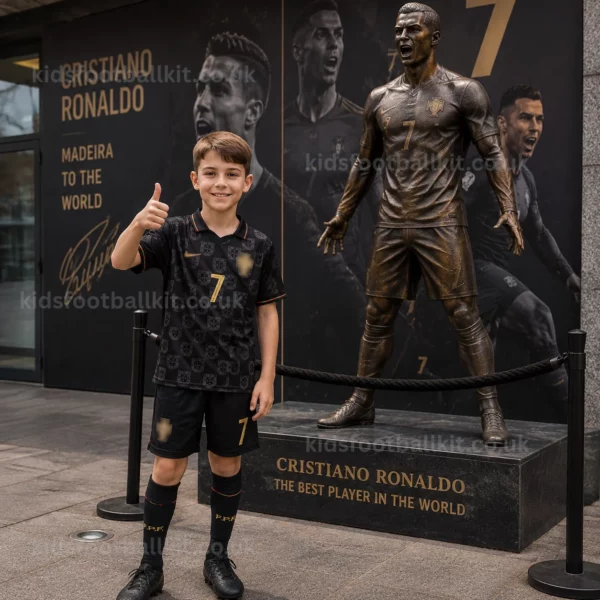 Portugal World Cup 2026 Black Panther Edition Kids Football Kit - RONALDO 7 (With Socks)