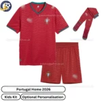 Portugal World Cup Home Kids Football Kit 2026-front view with socks