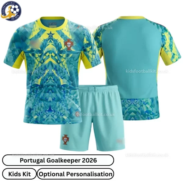 Portugal goalkeeper kids kit 2026-over view