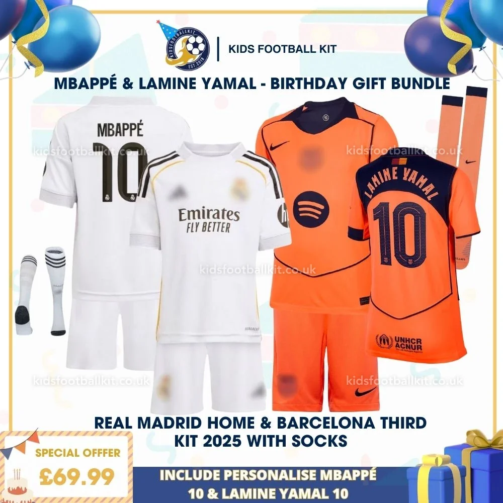 YOHA Madrid 25/26 Mbappe #10 Maillot De Football Et Short Pour Enfants Set Cadeau Tailles Jeunesse (bleu Foncé,24