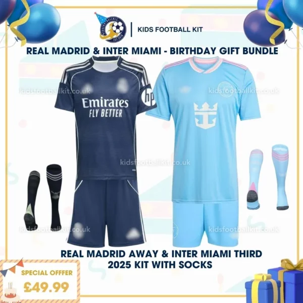 Real Madrid away & Inter Miami third kid kit 25_26 - birthday