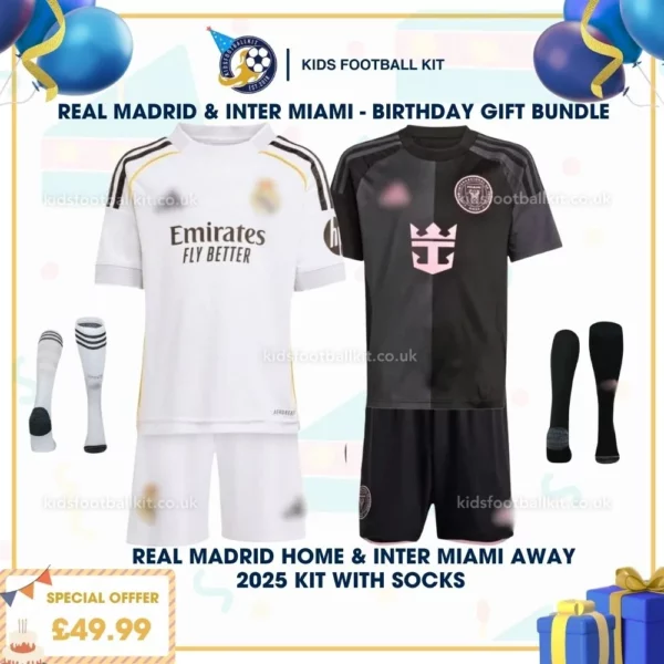 Real Madrid home & Inter Miami away kid kit 25_26 - birthday