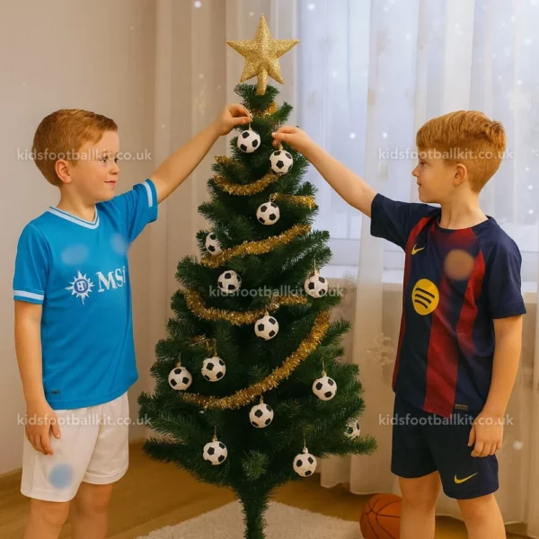 SSC Napoli and Barcelona home Kids Football Kit 25_26 -image - image