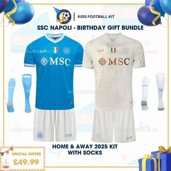 SSC Napoli home & away kid kit 25_26 - birthday