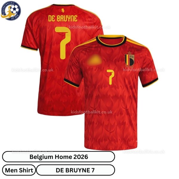 Belgium DE BRUYNE 7 Home 2026 Men Football Shirt- overview