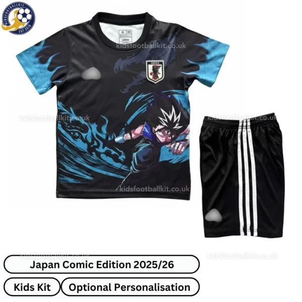 Japan Comic Edition Kids Football Kit 25_26-front view - black