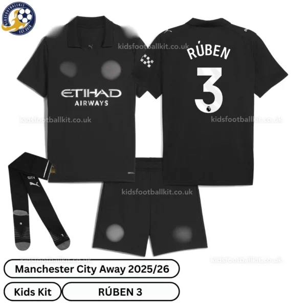 Manchester City Away Kids Football Kit 25_26 - RÚBEN 3 - over view