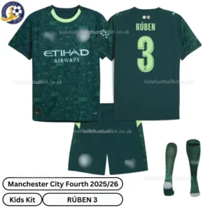 Manchester City Fourth Kids Football Kit 25_26 - RÚBEN 3 - over view