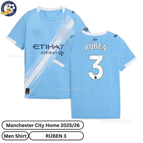 Manchester City Home Men Football Shirt 25_26 - RÚBEN 3 - over view