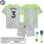 Manchester City Third Kids Football Kit 25_26 - RÚBEN 3 - over view