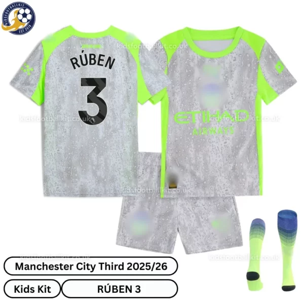 Manchester City Third Kids Football Kit 25_26 - RÚBEN 3 - over view