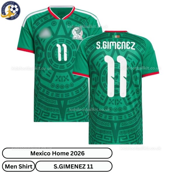 Mexico S.GIMENEZ 11 Home 2026 Men Football Shirt - overview