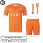 Rangers Fourth Kids Football Kit 25_26-front view with socks
