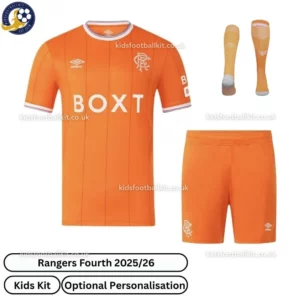 Rangers Fourth Kids Football Kit 25_26-front view with socks