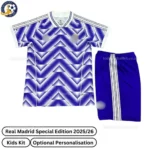 Real Madrid Retro Clover Special Edition Kids Football Kit 25_26-front view