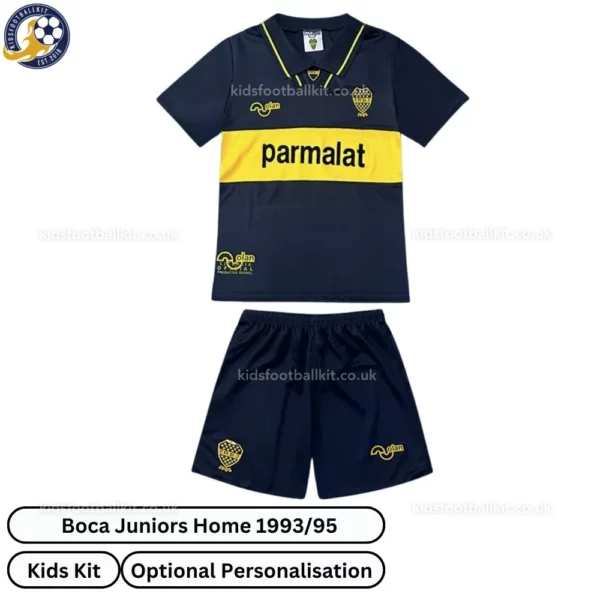 Retro Boca Juniors Home Kids Football Kit 1993_95 -front view