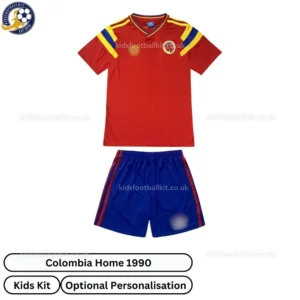 Retro Colombia Home Kids Football Kit 1990 -front view