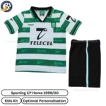 Retro Sporting CP Home Kids Football Kit 1999_00-front view