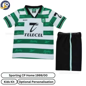 Retro Sporting CP Home Kids Football Kit 1999_00-front view