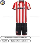 Sheffield United Home Kids Football Kit 25_26-front view with sponsor