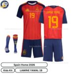 Spain LAMINE YAMAL 19 Home 2026 Kids Football Kit- overview