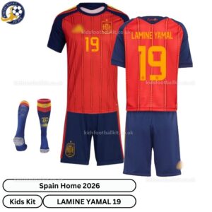 Spain LAMINE YAMAL 19 Home 2026 Kids Football Kit- overview